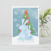 Weihnachtsbasen mit Bäumen in Schneekarte Einladung (Stehend Vorderseite)