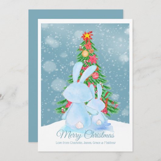 Weihnachtsbasen mit Bäumen in Schneekarte Einladung (Vorne/Hinten)