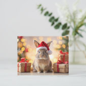 Weihnachtsbasen mit Weihnachtsmannmütze Feiertagspostkarte (Stehend Vorderseite)