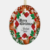 Weihnachtsbasketball-Design Keramik Ornament (Rechts)