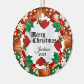 Weihnachtsbasketball-Design Keramik Ornament (Links)