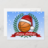 Weihnachtsbasketball Feiertagspostkarte (Vorne/Hinten)