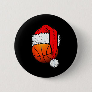 Weihnachtsbasketball Santa Hut Xmas Jungen Männer Button
