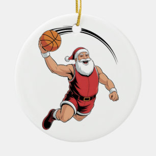 Weihnachtsbasketball spielender Weihnachtsmann Spo Keramik Ornament