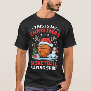 Weihnachtsbasketball Weihnachtsmannmütze Basketbal T-Shirt