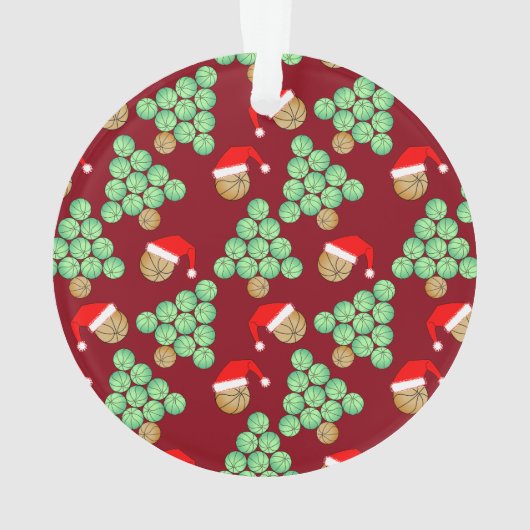 Weihnachtsbasketball Weihnachtsmannmützen Ornament (Rückseite)