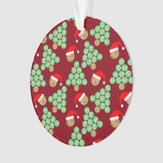 Weihnachtsbasketball Weihnachtsmannmützen Ornament (Vorderseite)