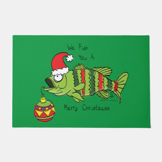 Weihnachtsbass Fischen Niedlicher Cartoon Fußmatte (Vorderseite)