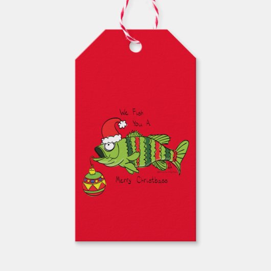 Weihnachtsbass Fischen Niedlicher Cartoon Geschenkanhänger (Vorderseite)