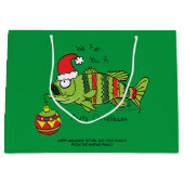 Weihnachtsbass Fischen Niedlicher Cartoon Große Geschenktüte (Vorderseite)