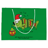 Weihnachtsbass Fischen Niedlicher Cartoon Große Geschenktüte (Rückseite)