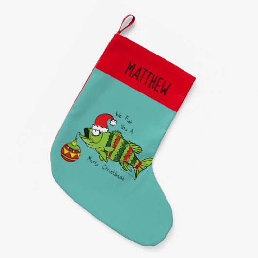 Weihnachtsbass Fischen Niedlicher Cartoon Kleiner Weihnachtsstrumpf (Vorderansicht (hängend))