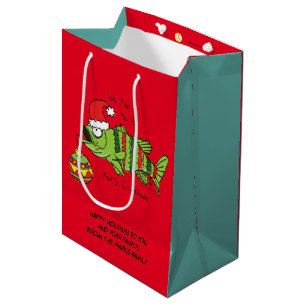 Weihnachtsbass Fischen Niedlicher Cartoon Mittlere Geschenktüte