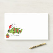 Weihnachtsbass Fischen Niedlicher Cartoon Post-it Klebezettel (Auf Schreibtisch)
