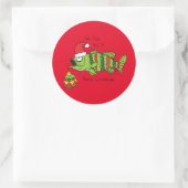 Weihnachtsbass Fischen Niedlicher Cartoon Runder Aufkleber (Tasche)