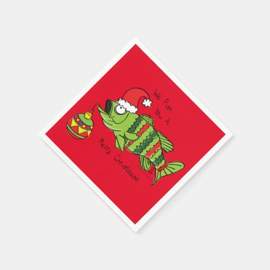 Weihnachtsbass Fischen Niedlicher Cartoon Serviette (Ecke)