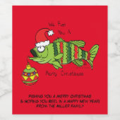 Weihnachtsbass Fischen Niedlicher Cartoon Weinetikett (Einzelnes Label)