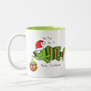 Weihnachtsbass Fischen Niedlicher Cartoon Zweifarbige Tasse