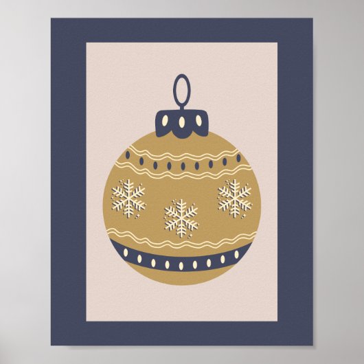 Weihnachtsbauble Gold und Blau Poster (Vorne)