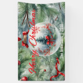 Weihnachtsbauble mit den Branchen Rote Schleife un Banner (Vertikal)