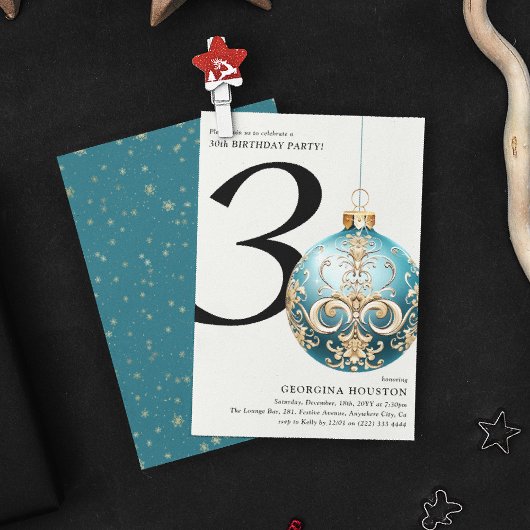 Weihnachtsbauble zum 30. Geburtstag Party Einladung