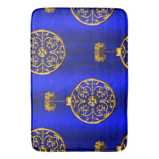 Weihnachtsbaubles auf Blue Badematte (Vorderseite Vertikal)