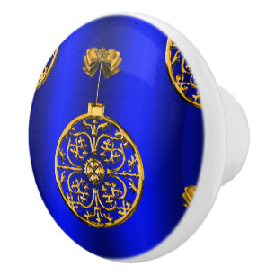 Weihnachtsbaubles auf Blue Keramikknauf