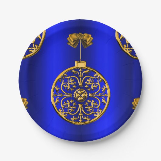 Weihnachtsbaubles auf Blue Pappteller (Vorderseite)