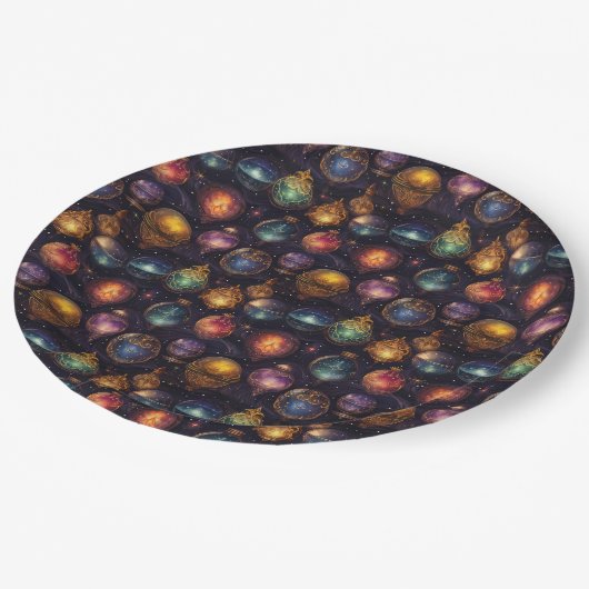 Weihnachtsbaubles Papier Teller (Schrägansicht)