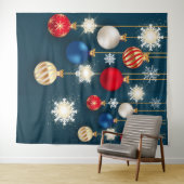 Weihnachtsbaubles Schneeflocken-Dekoration im Hint Wandteppich (Beispiel (Horizontal))