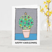 Weihnachtsbauchkaktus, weiße Grenze, deine Worte Karte (Gelbe Blume)