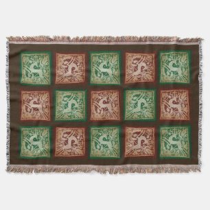 Weihnachtsbauer Lace Patchwork Red Green Brown Decke