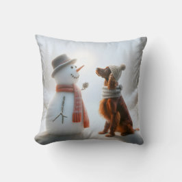 Weihnachtsbauer mit Snowman Kissen