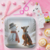 Weihnachtsbauer mit Snowman Pappteller (Party)