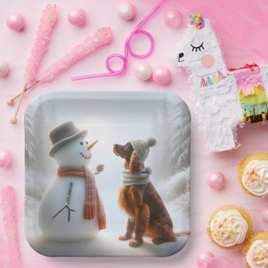 Weihnachtsbauer mit Snowman Pappteller (Party)