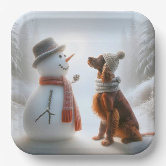 Weihnachtsbauer mit Snowman Pappteller (Vorderseite)
