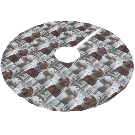 Weihnachtsbauer mit Snowman Polyester Weihnachtsbaumdecke (Schrägansicht)