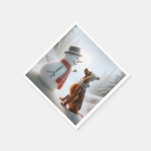 Weihnachtsbauer mit Snowman Serviette (Ecke)