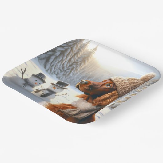 Weihnachtsbauer mit Snowmen Pappteller (Gewinkelt)