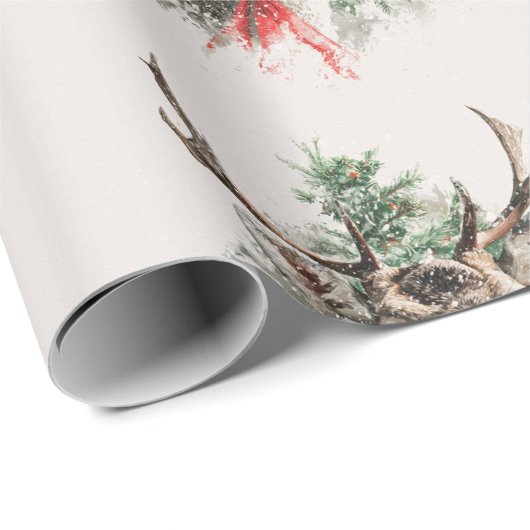 Weihnachtsbauer und Roter Bow | Geschenkpapier (Rolleneckpunkt)