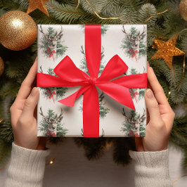 Weihnachtsbauer und Roter Bow | Geschenkpapier