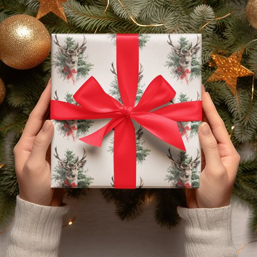 Weihnachtsbauer und Roter Bow | Geschenkpapier