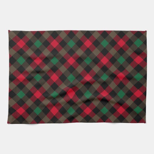 Weihnachtsbauernhaus Tartan Kariert Geschirrtuch (Horizontal)