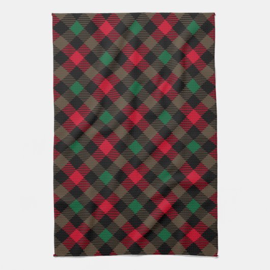Weihnachtsbauernhaus Tartan Kariert Geschirrtuch (Vertikal)