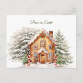Weihnachtsbauernhaus Weltfrieden Gingerbrot Postkarte (Vorderseite)