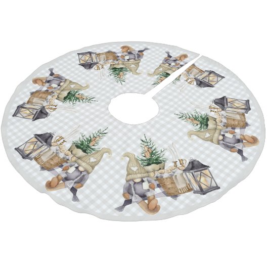 Weihnachtsbauernhof BOHO Gnomes Polyester Weihnachtsbaumdecke (Schrägansicht)