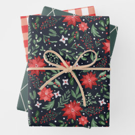 Weihnachtsbauernhof Botanische Berries Land Geschenkpapier Set