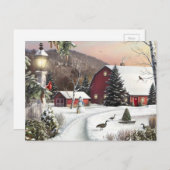 Weihnachtsbauernhof Feiertagspostkarte (Vorne/Hinten)