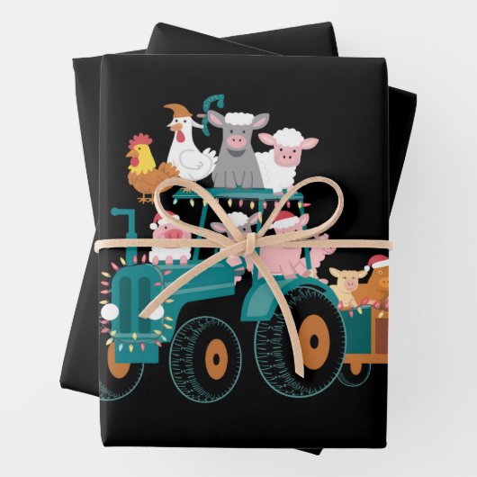 Weihnachtsbauernhof Funny Holiday Geschenkpapier Set (Beispiel)