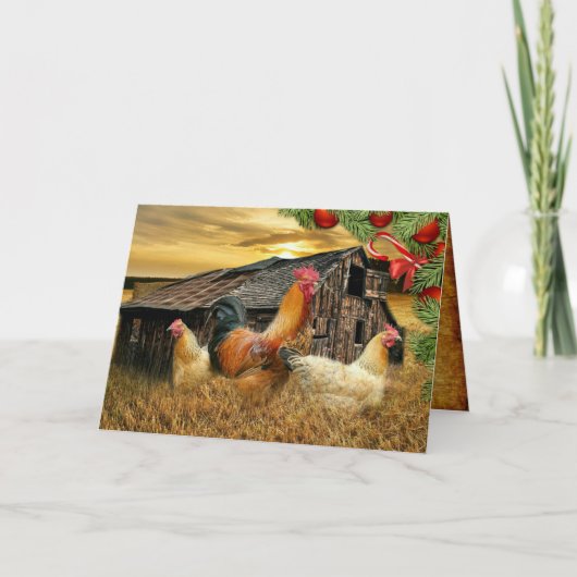 Weihnachtsbauernhof Hen Barn Coop Feiertagskarte (Vorderseite)